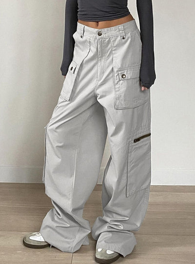 Multi-pocket Loose Wide-leg Denim Pant