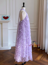 Purple Mesh Retro Halter Dress