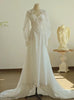 White Long Sleeve V-neck Lace Wedding Dress