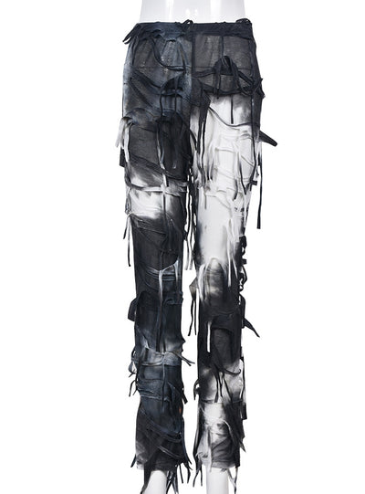 Tie-dyed Fringed Beggar Vasual Pants