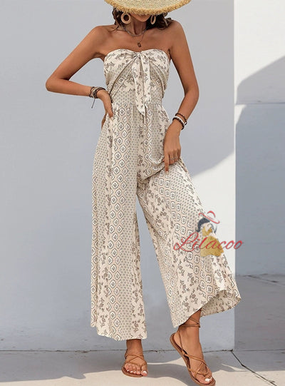 Summer Printed Casual Sleeveless Jumpsuit