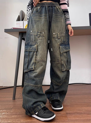 Loose Pocket Jeans Pant