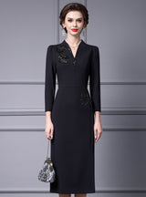 Black Beading Sequins Mother Of The Bride Dress