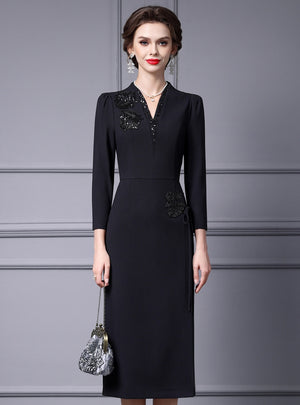 Black Beading Sequins Mother Of The Bride Dress