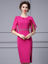 Fuchsia Split Bead Mother Of The Bride Dress