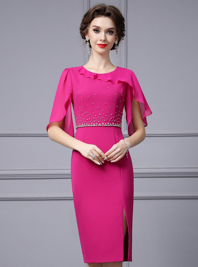 Fuchsia Split Bead Mother Of The Bride Dress