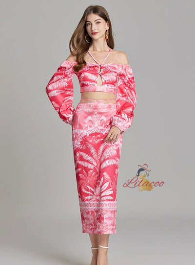 Sexy Backless Strap Top+Skirt Two-piece Suit