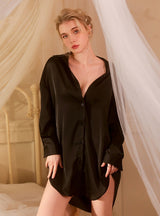 Sexy Ice Silk Shirt Pajamas