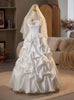 White Satin Lace Strapless Flower Wedding Dress
