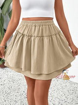 Leisure Elastic Solid Color Short Skirt