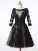 Black Tulle Lace Short Sleeve Homecoming Dress