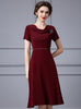 Burgundy Short Sleeve Mother Of The Bride Dress