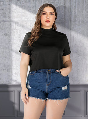 Plus Size Solid Color Short Loose T-shirt