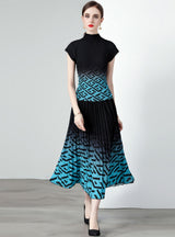 Printed Ipper Skirt Two-piece Suit