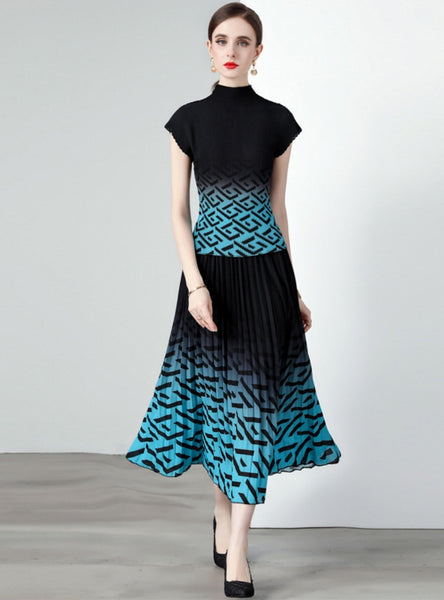 Printed Ipper Skirt Two-piece Suit