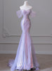 Purple Mermaid Sequins Pleats Prom Dress