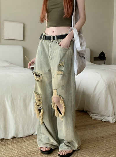 Irregular Hole Denim Pant