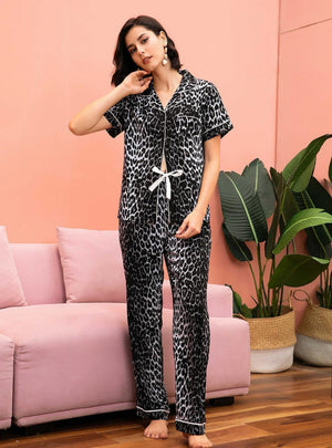 Leopard Short Sleeve Trousers Pajamas