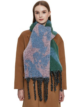 Thick Thick Fringed Five-pointed Star Color Matching Scarf
