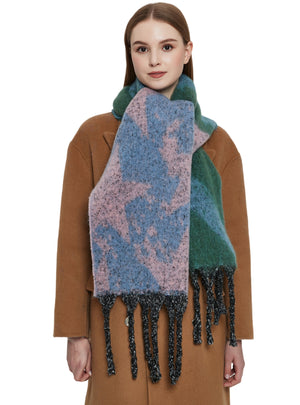 Thick Thick Fringed Five-pointed Star Color Matching Scarf