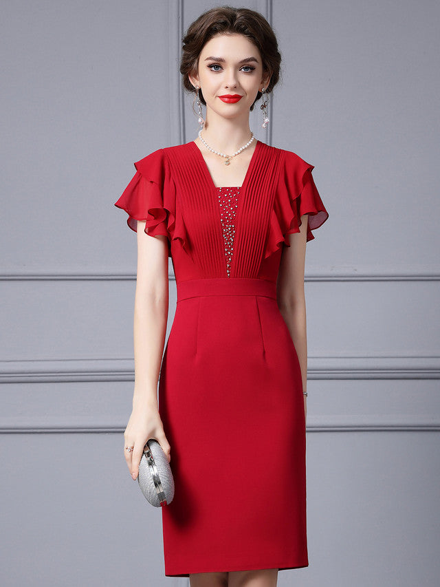 Short Sleeve Slim Fit Mother Of the Brides Dress