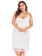 Sexy Deep V-neck Suspender Lace Dress