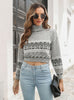 Retro Pattern Jacquard High-necked Short Sweater