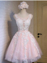Blue Lace Tulle Homecoming Dress