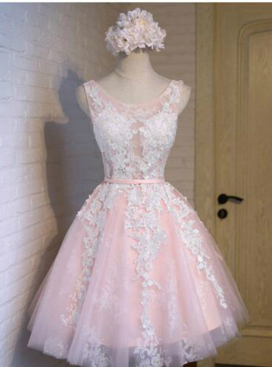 Blue Lace Tulle Homecoming Dress