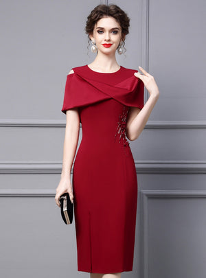 Burgundy Beading Mother Of The Bride Dress