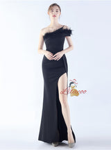 One Shoulder Split Prom Dress