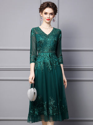 Dark Green Tulle Mother Of The Bride Dress