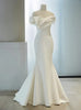 White Mermaid Pleats Wedding Dress