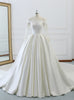 Ivory White Satin Long Sleeve Wedding Dress