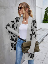 Fashion Leopard Print Cardigan Sweater Coat