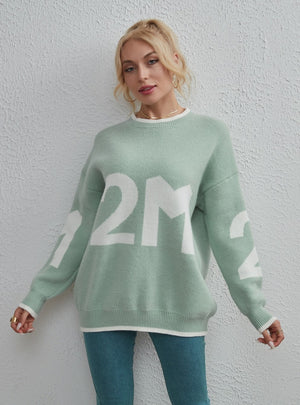 Women Loose Letter Warm Sweater
