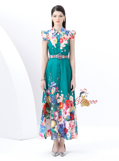Retro Palace Printed Long Dress