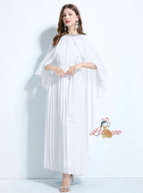 Summer Pleated Silm Waist Dress