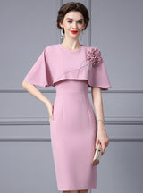 Pink Cloak Style Flower Mother Of The Bride Dress