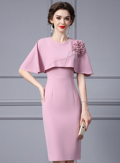 Pink Cloak Style Flower Mother Of The Bride Dress