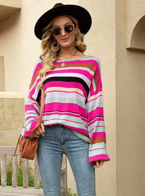 Women Striped Turtleneck Sweater