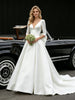 White Satin V-neck Short Sleeve Wedding Dress