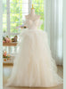 White Tulle Straps Pleats Beading Wedding Dress