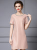 Pink Short Sleeve Crystal Mother Of The Bride Dress
