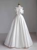 A-Line White Strapless Bow Wedding Dress