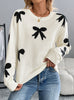 Round Neck Bow Jacquard Winter Sweater