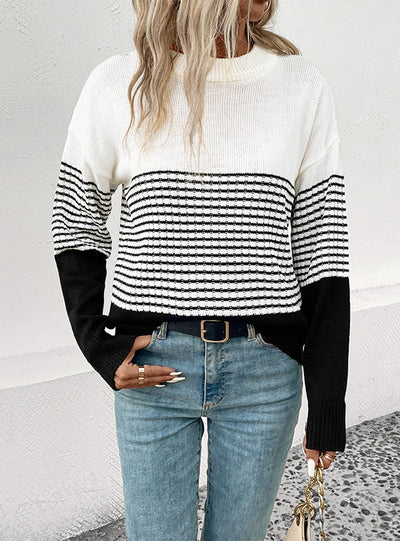 Long Sleeve Striped Contrast Sweater
