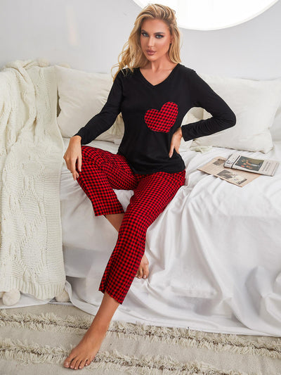 Christmas Plaid Love Long Sleeve Suit