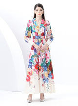 Long Sleeve Floral Print Long Dress