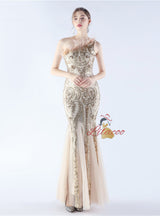 One Shoulder Mermaid Sequins Prom Dress
